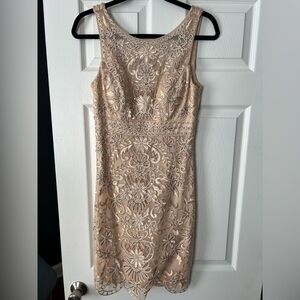 Sue Wong Floral Lace Midi Dress - Cream